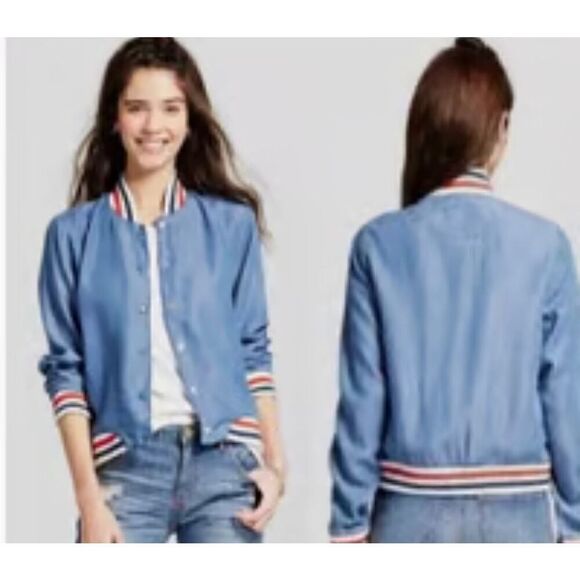 Mossimo Chambray Track Jacket Size Medium - Picture 7 of 7